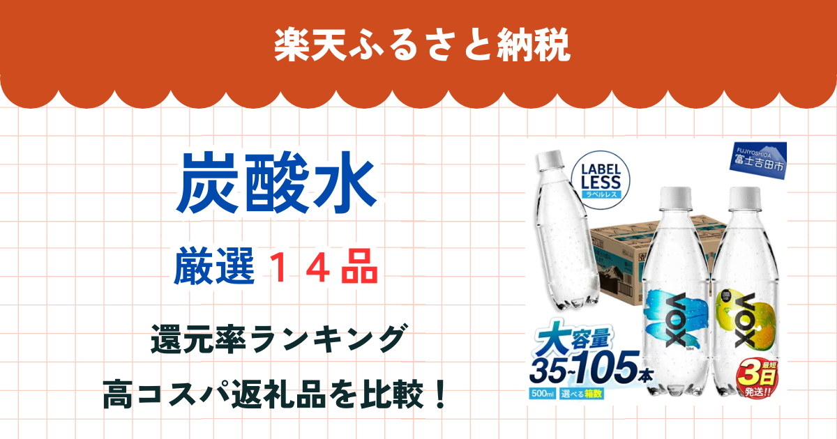 楽天ふるさと納税の炭酸水還元率まとめ